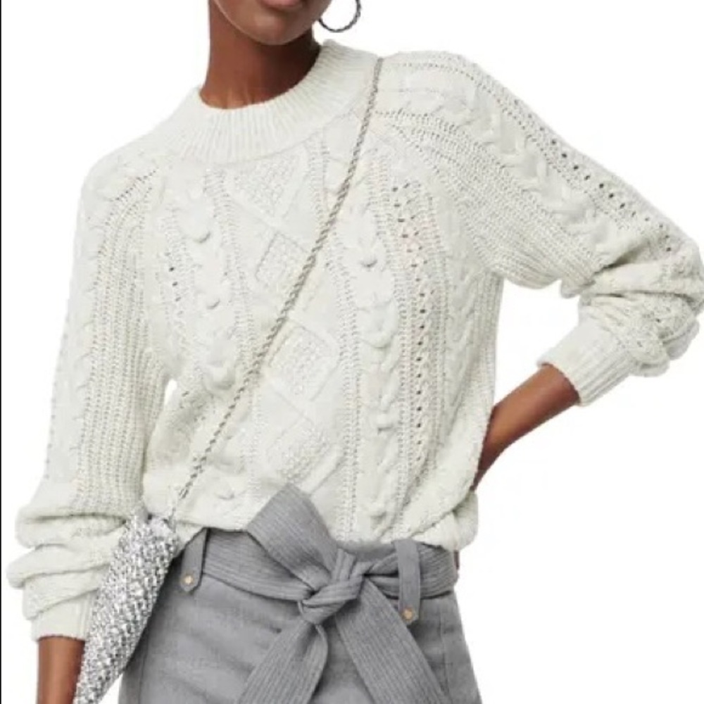 J. Crew Azra Cable Knit Pullover Light Grey XS - Picture 1 of 7